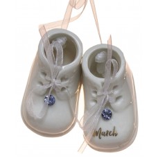 March Birthstone Baby Booties Porcelain Ornament 738449637319  152492544099